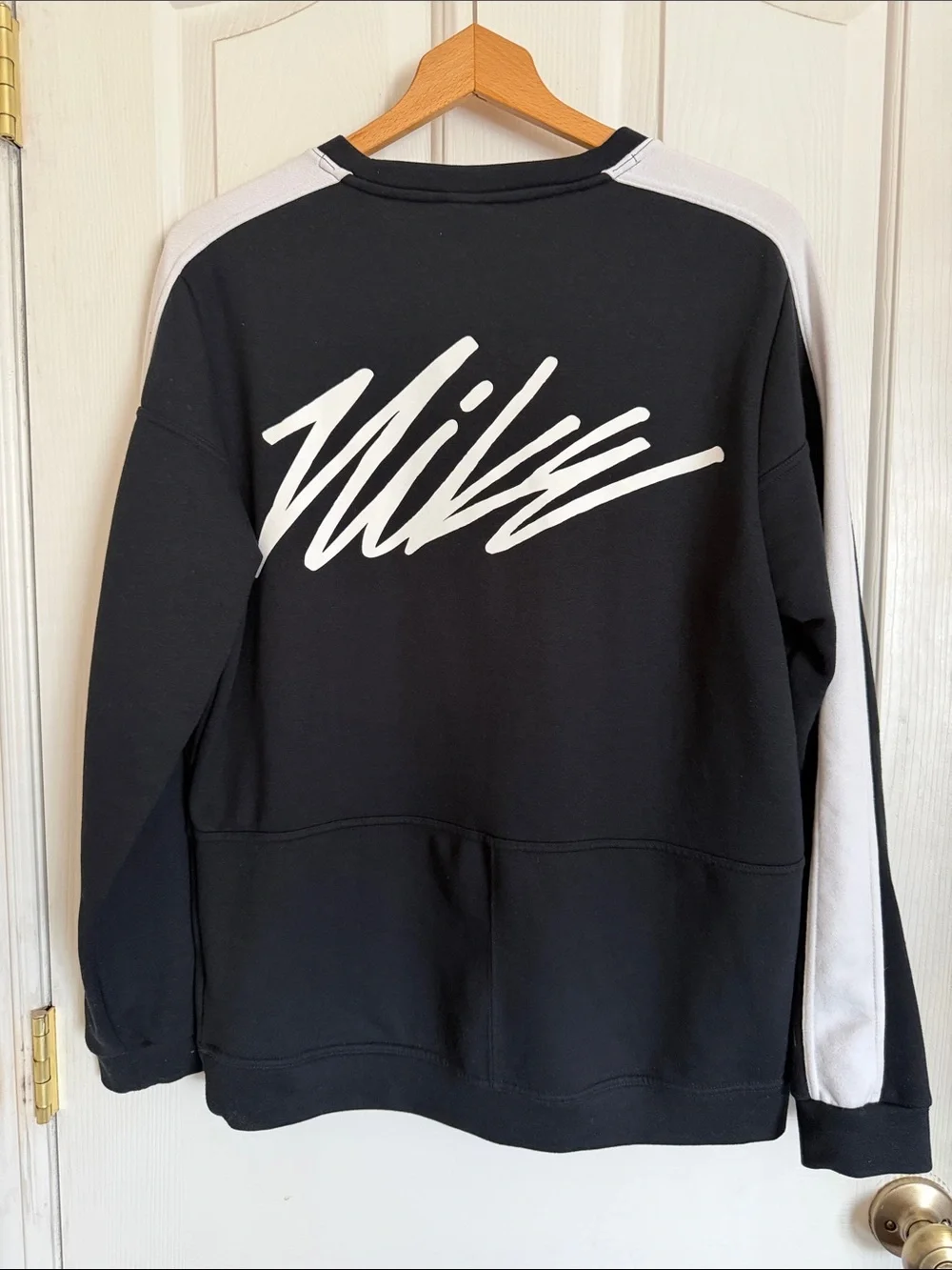 Nike Mens Fleece PX Dry Top Black White Crewneck Sweatshirt size S